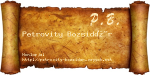 Petrovity Bozsidár névjegykártya